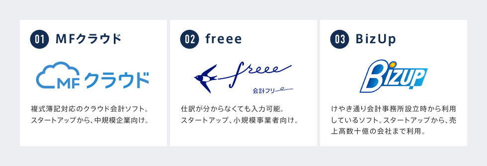 MFクラウド・freee・BizUp